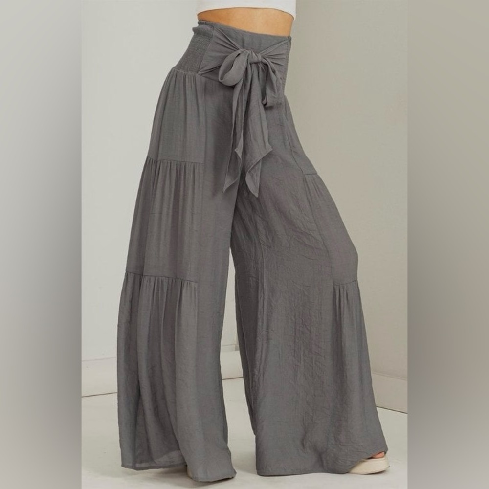 Boho Tiered Pants in Charcoal